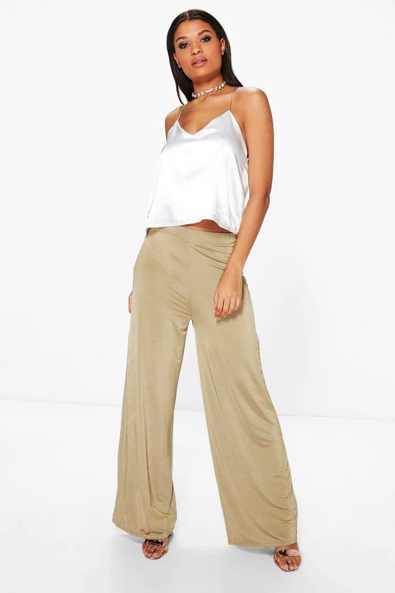 Sofie Mesh Insert Wide Leg Slinky Trousers